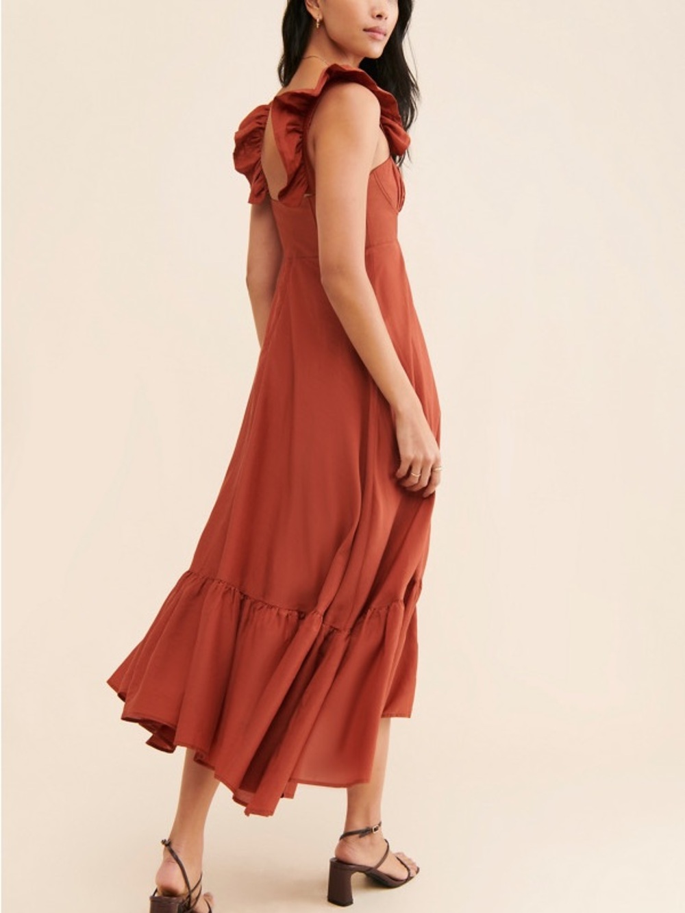 Farm Rio Cinnamon Ruffle
Strap Maxi Dress. - Picture 4 of 5